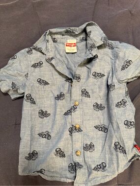 Wrangler Light Blue Short Sleeve Shirt with Black Tractor Print